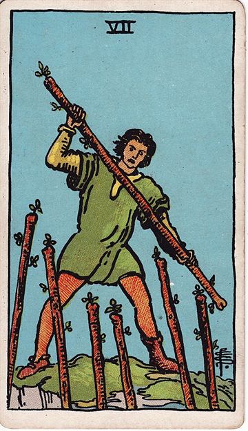 완드 7(Seven of Wands) 타로카드