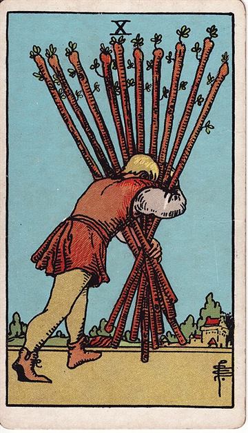 완드 10(Ten of Wands) 타로카드